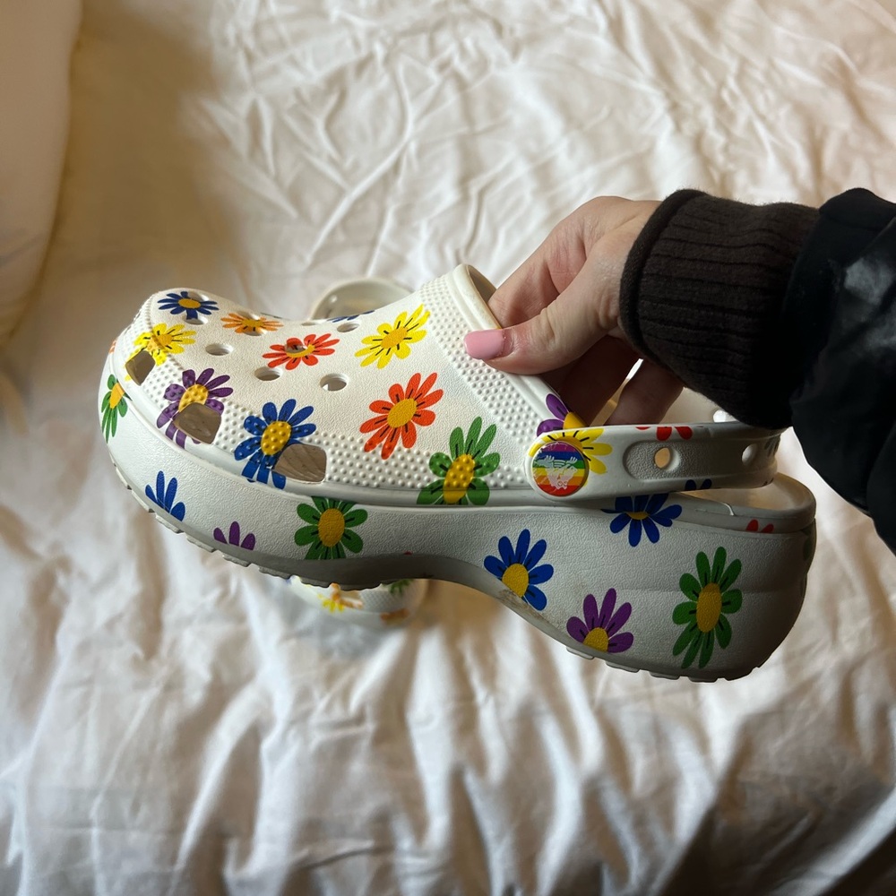 Rainbow Daisy Crocs Size 7